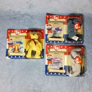 Viintage 1996 McDonalds TY Teenie Beanie Babies American Trio Complete Set